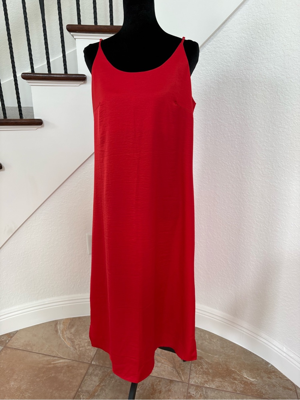 Auden Red Strapless Slip Dress or Sleepwear with Spaghetti Straps